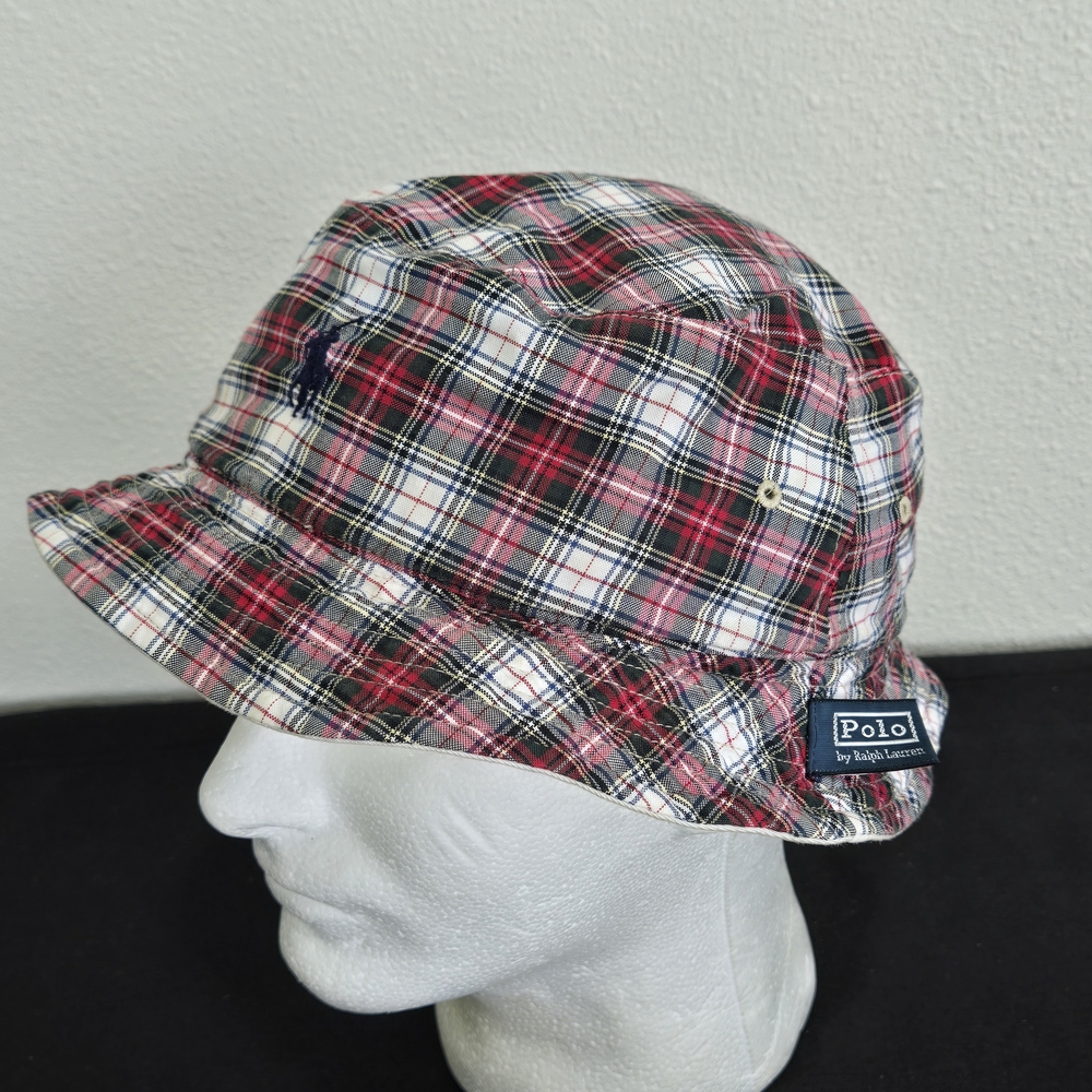 Polo Ralph Lauren Reversible Plaid Bucket Hat L-XL Red Y-2K Vintage Skate Grunge
